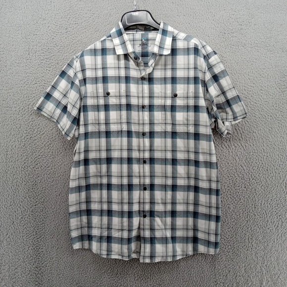 Kuhl Other - Kuhl Shirt Mens‎ Large Blue White Plaid Tapered Fit Styk Performance Nylon
